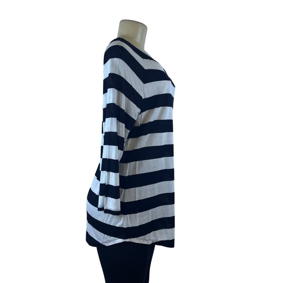 INC Black & White Striped Blouse 3/4 Sleeve Relaxed Fit Casual Sz XL - New - Picture 2 of 9